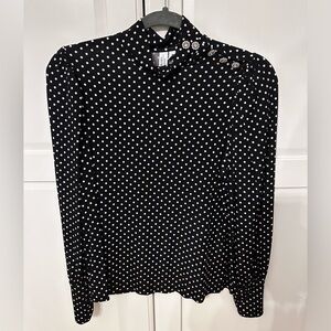 Holiday black and white embelished top